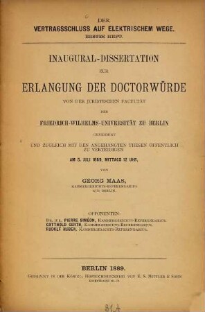 Der Vertragsschluß auf elektrischem Wege