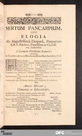 Sertum Pancarpium, Sive Elogia...
