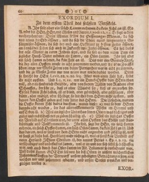 Exordium I. Zu dem ersten Theil des sechsten Versikels.