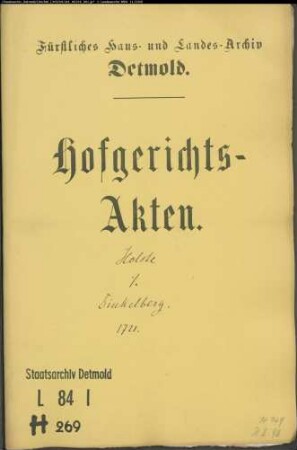 Holste, Johann zu Alverdissen gegen Bürgermeister Dinkelberg zu Lage - Rücknahme einer Pfändung