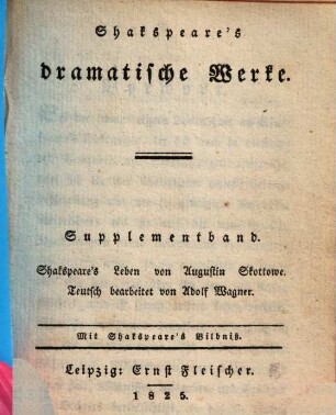 William Shakespear's Leben : mit Sh.'s Bildniß