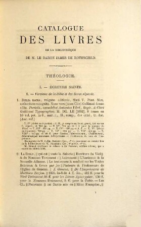 Catalogue des livres composant la bibliothèque de feu le M. le baron James de Rothschild, 1