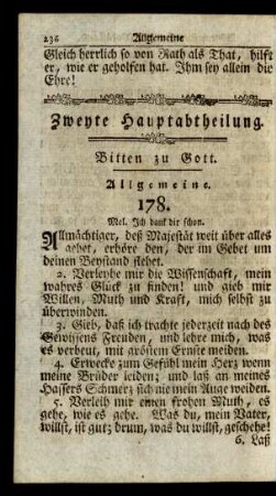 Zweyte Hauptabtheilung. Bitten zu Gott