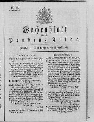 Nr. 15, Ausgabe vom 12. April 1834
