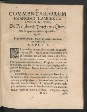 De Prophetia Tractatus Quintus in quo de eadem specialiter agitur.