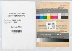 Entnazifizierung Willi Sievers, geb. 02.11.1909 (Verw.Inspektor)