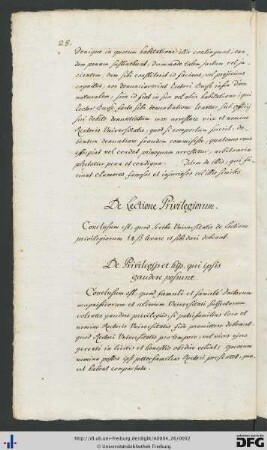 [S. 28] De lectione privilegiorum