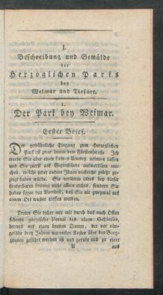 I. Der Park bey Weimar