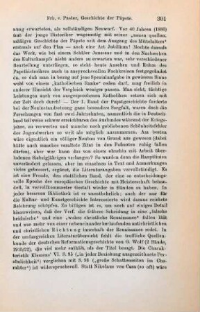 300-304 [Rezension] Pastor, Ludwig von, Geschichte der Päpste im Zeitalter der Renaissance