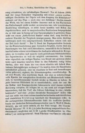 300-304 [Rezension] Pastor, Ludwig von, Geschichte der Päpste im Zeitalter der Renaissance