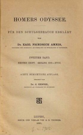 Homers Odyssee, 2,1. Gesang XIII - XVIII