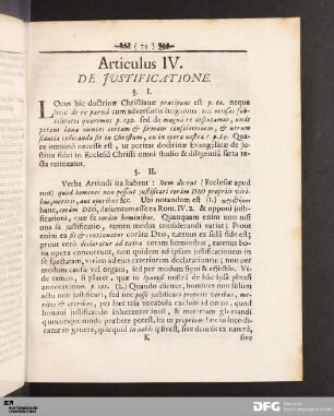 Articulus IV. De Justificatione.