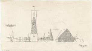 Gsaenger, Gustav; München - Bogenhausen; Ev. Kirche, Parkstadt III. - Westseite (Ansicht)