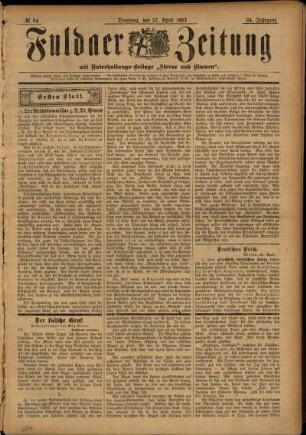 Erste Ausgabe vom Dienstag, den 27. April 1897.