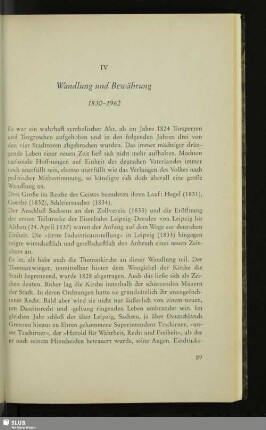 IV Wandlung und Bewährung