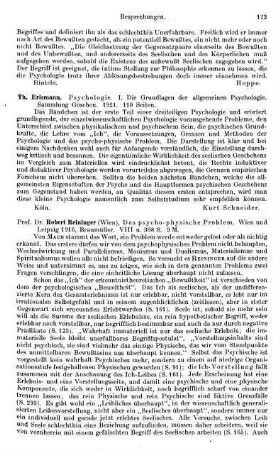 123, Th. Erismann. Psychologie. I. Die Grundlagen der allgemeinen Psychologie. 1921