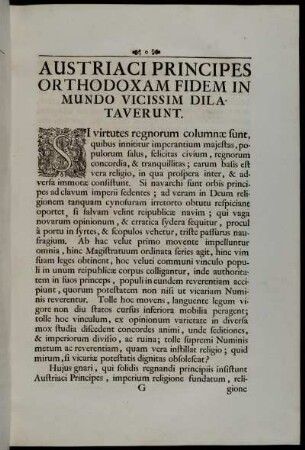 Austriaci Principes Orthodoxam Fidem In Mundo Vicissim Dilataverunt.