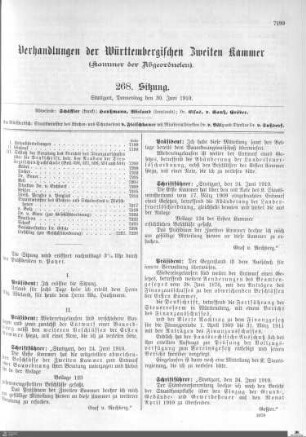 268. Sitzung, Stuttgart, 30.6.1910