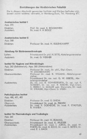 Einrichtungen der Medizinischen Fakultät