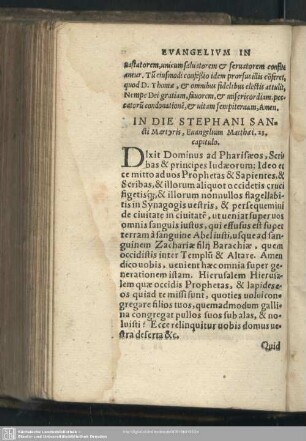 In die S. Stephani Martyris, Matthaei 23