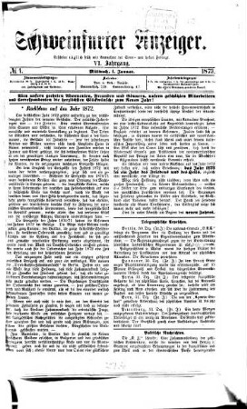 Schweinfurter Anzeiger. 1873 = Jg. 6