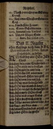 Das II. Register aller Gesänge nach dem ABC.
