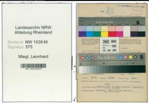 Entnazifizierung Leonhard Miegl , geb. 06.11.1901 (Lehrer)
