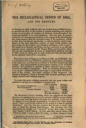 The Ecclesiastical Census of 1851, and itsrunlts