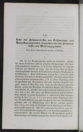 XXI. Ueber das Zusammentreffen von Erschwerungs- und Auszeichnungsgründen, desgleichen über das Zusammentreffen von Milderungsgründen