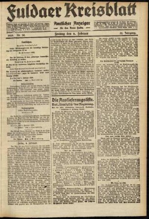 Ausgabe vom Freitag, den 06. Februar 1920.