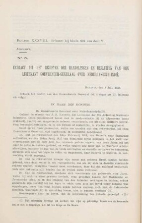 Bijlage XXXVIII. Extract uit het register der handelingen en besluiten ...
