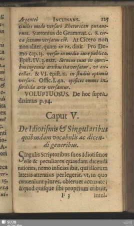 Caput V. De Idiotismis & Singularibus quibusdam vocabulis ac dicendi generibus
