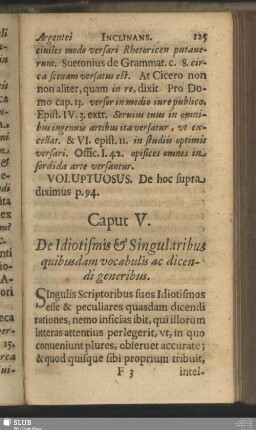 Caput V. De Idiotismis & Singularibus quibusdam vocabulis ac dicendi generibus