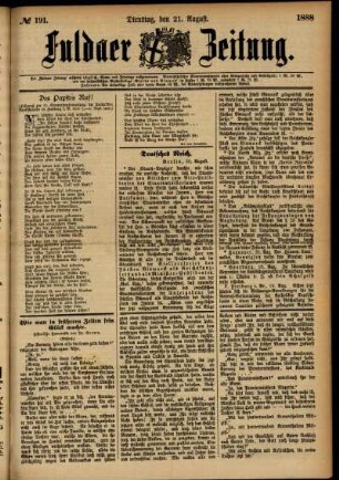 Ausgabe vom Dienstag, den 21. August 1888.