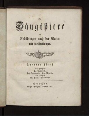 Theil 2, Text: Das Faulthier. Der Ameisenfresser. Das Schuppenthier. Das Gürtelthier. Das Nashorn. Der Elefant. Das Wallroß