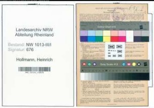 Entnazifizierung Heinrich Hollmann , geb. 09.06.1905 (Arbeiter)