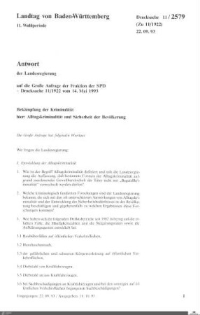 Anfrage der SPD: Alltagskriminalität