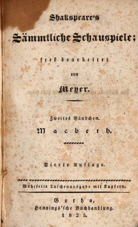 Shakspeare's Sämmtliche Schauspiele, 2. Macbeth