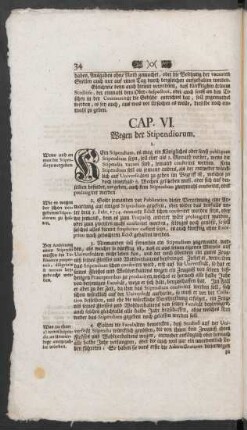 Cap. VI. Wegen der Stipendiorum