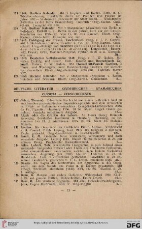 Deutsche Literatur - Kinderbücher - Stammbücher - Curiosa - Verschiedenes (Nr. 130-316)
