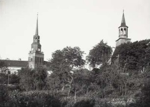 Wollin, Stadt : Wollin (Wolin/Polen). Stadtansicht mit Georgenkirche (aus einem Garten). Ansicht von Südwesten