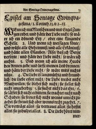 Epistel am Sontage Quinquagesima / ...