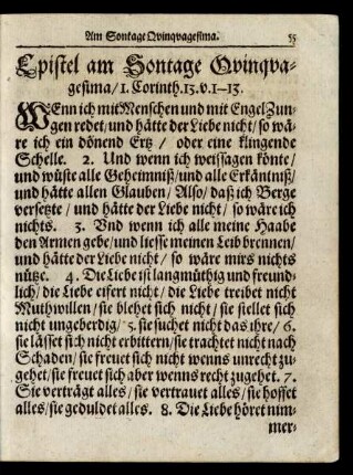 Epistel am Sontage Quinquagesima / ...