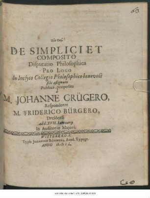 De Simplici Et Composito Disputatio Philosophica