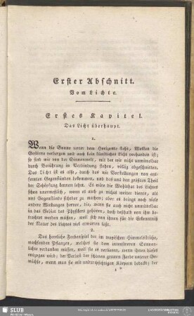 Erster Abschnitt. Vom Lichte
