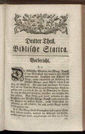 Dritter Theil. Biblische Statica.