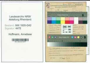 Entnazifizierung Anneliese Hoffmann , geb. 24.01.1922 (Putzfrau)