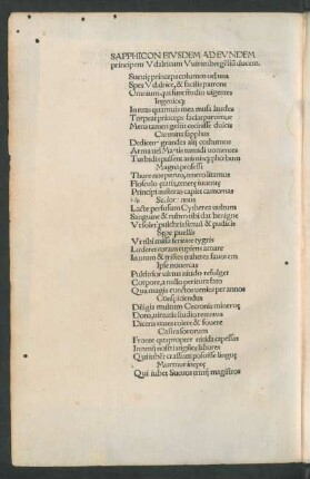 Sapphicon Eiusdem Ad Eundem principem Udalricum Wirtenbergensium ducem.