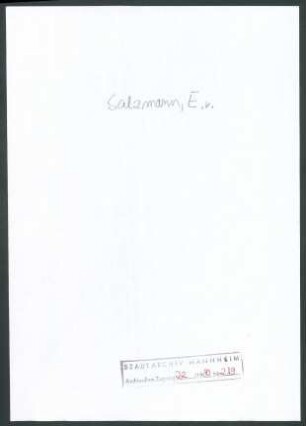 Salzmann, Erich von, Berlin, Schriftwechsel mit Wichert