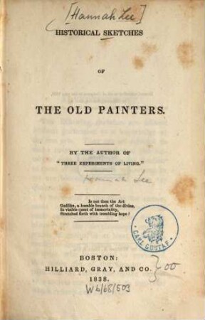 Historical sketches of the old painters